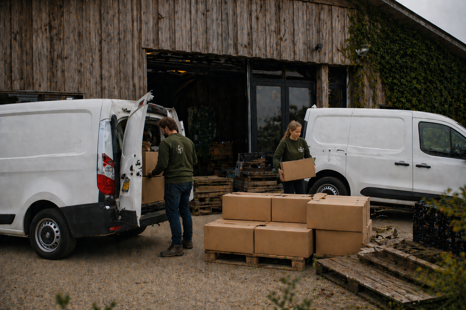 Boxen worden geladen bij het magazijn in Ede
